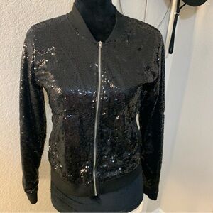 Black Sequin Sparkling bling bombers event jacket